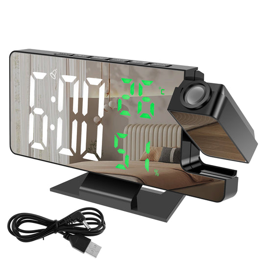 [Rotatable Mirror Projection Clock] 4 Level Dimmable Projection Alarm Clock
