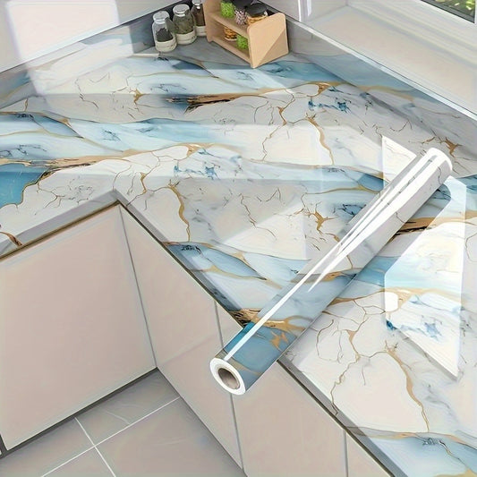 Waterproof Blue Marble Pattern Self-Adhesive Sticker