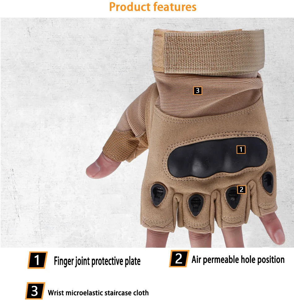 Tactical Hard Knuckle Half finger Gloves