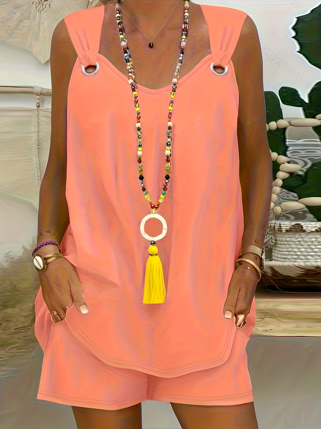 V Sleeveless Tank Top and Shorts Set