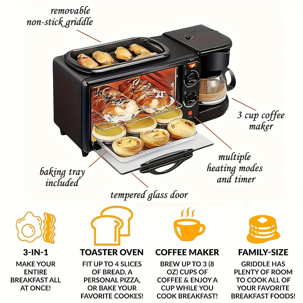 [Portable Oven] Equipped with A Non-stick Die-cast Grill