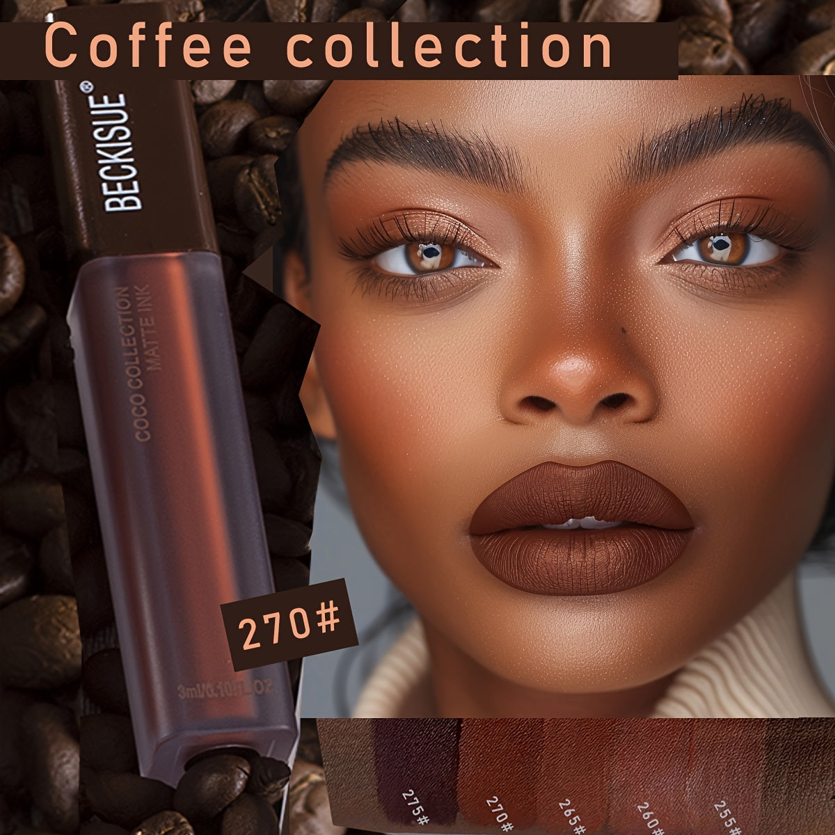 Coffee Color Matte Velvet Lipstick Set 5pcs