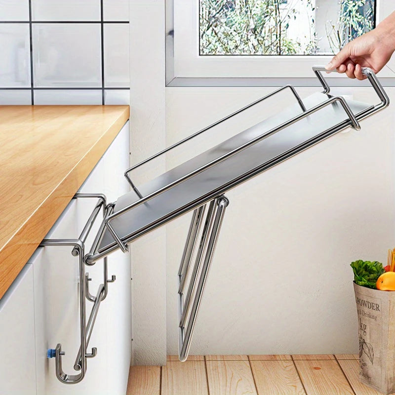 Stainless steel foldable tabletop storage rack