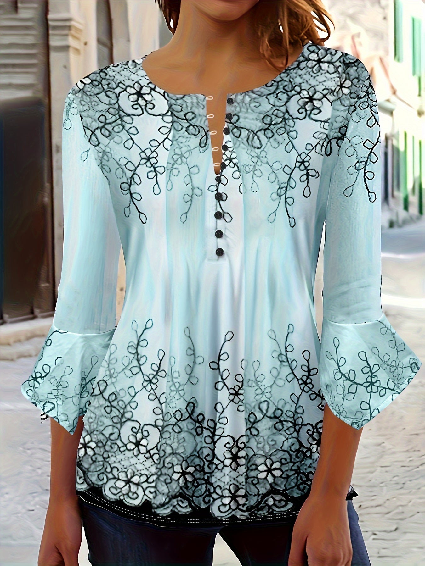 Women's blouse floral print button
