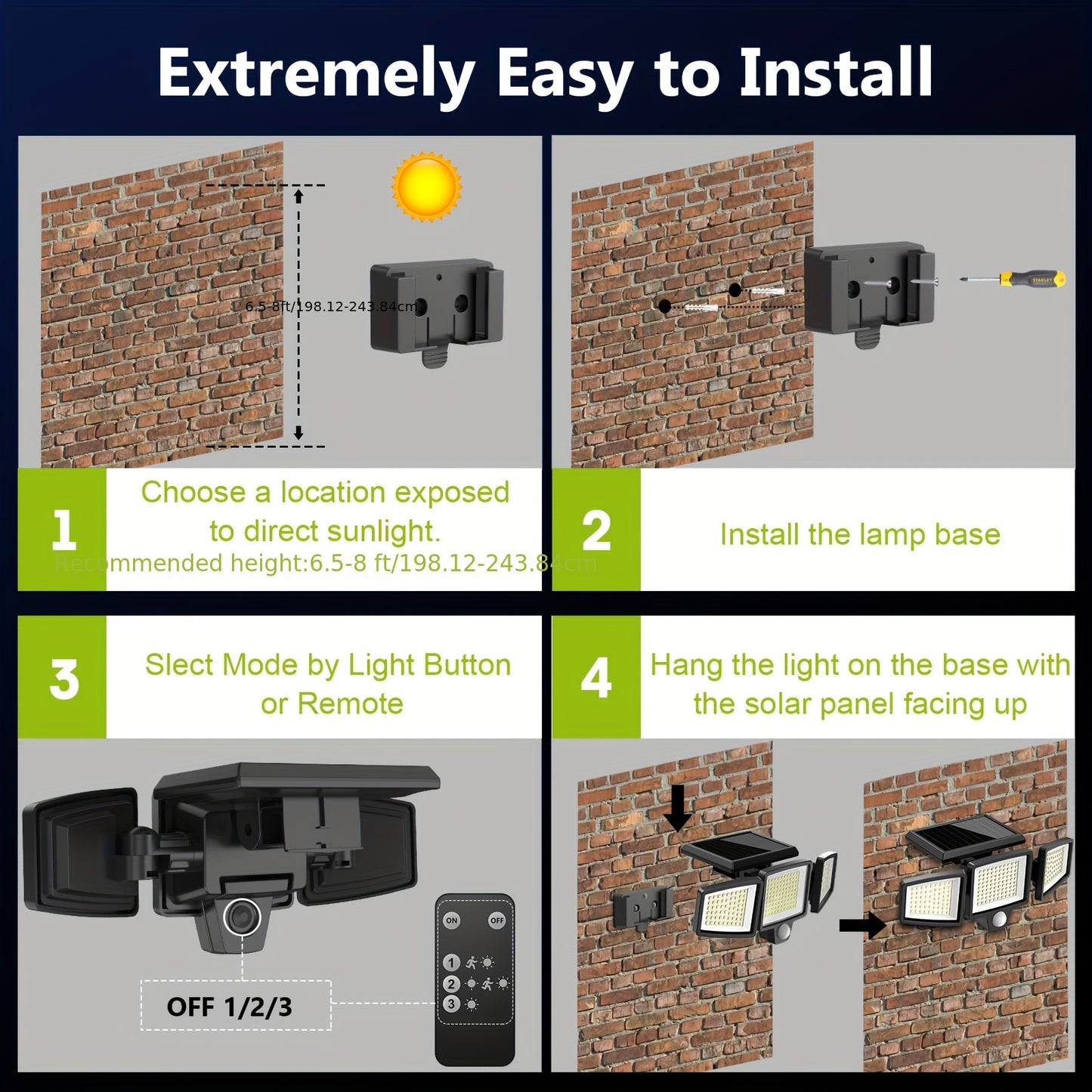 (1Pack)Solar Outdoor Light with Remote Control