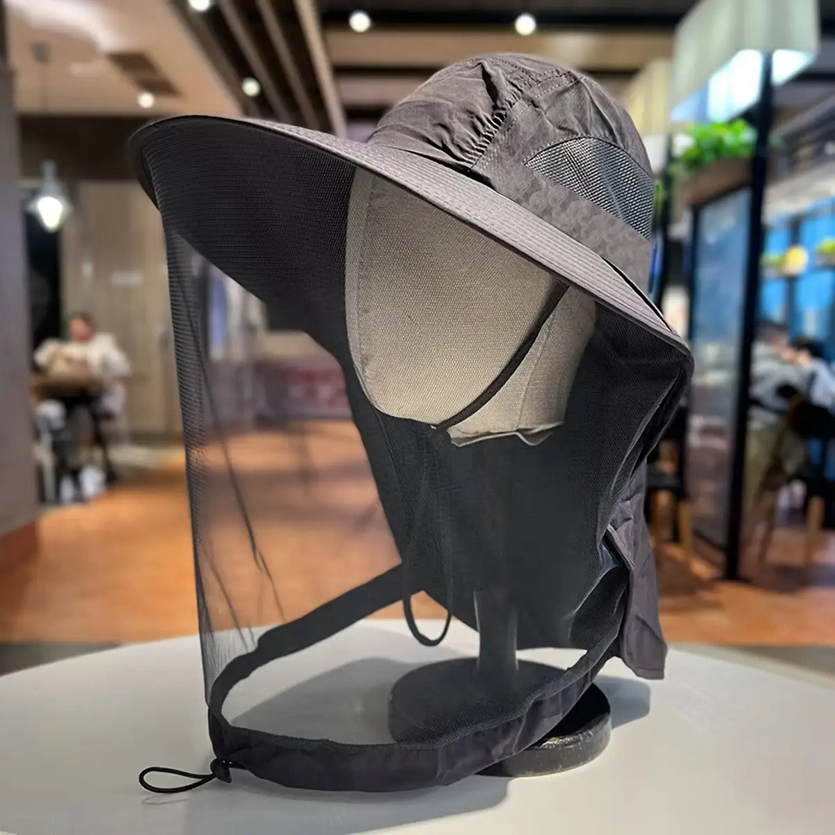 Breathable Mesh Sun Hat with Integrated Face Mask and Shawl