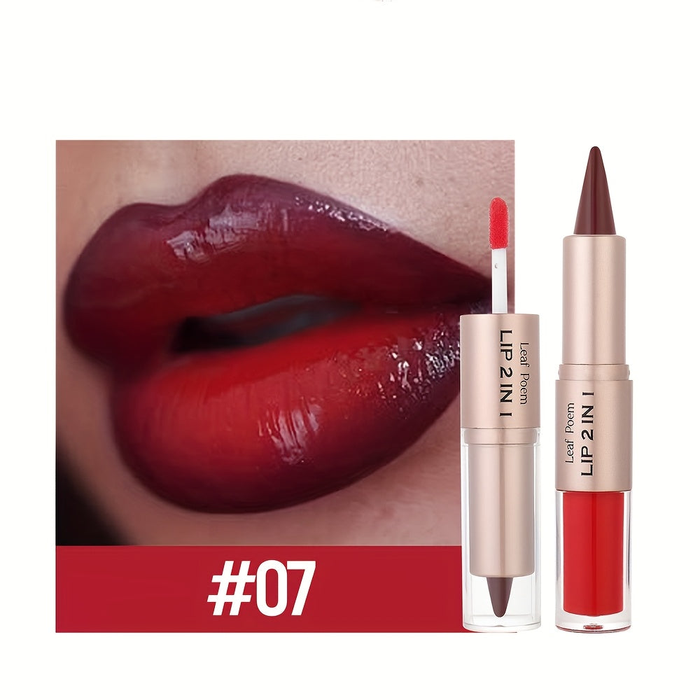 Double-Ended Lip Gloss with Matte Lip Line and Mirror Finish