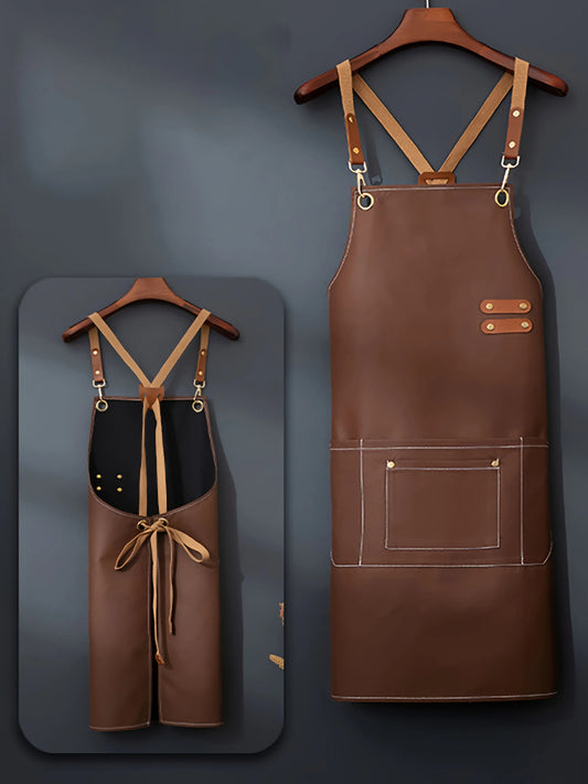 Artificial leather waterproof apron, light kitchen apron