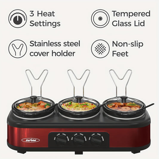 Triple Slow Cooker with Ceramic Pot