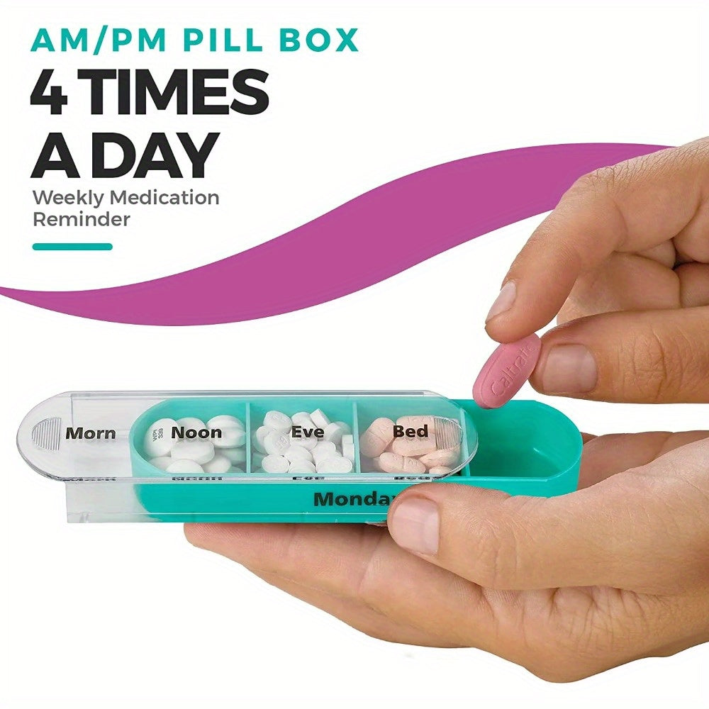Weekly Pill Black Organizer 1 Dispenser 7 Stackable Compartments
