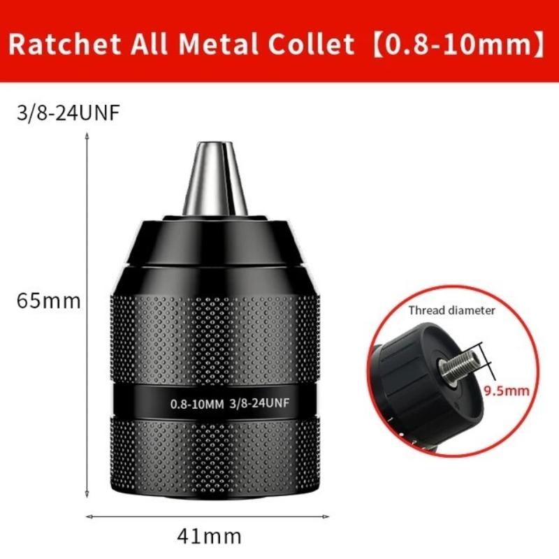 Threaded interface full metal hand-tight drill chuck