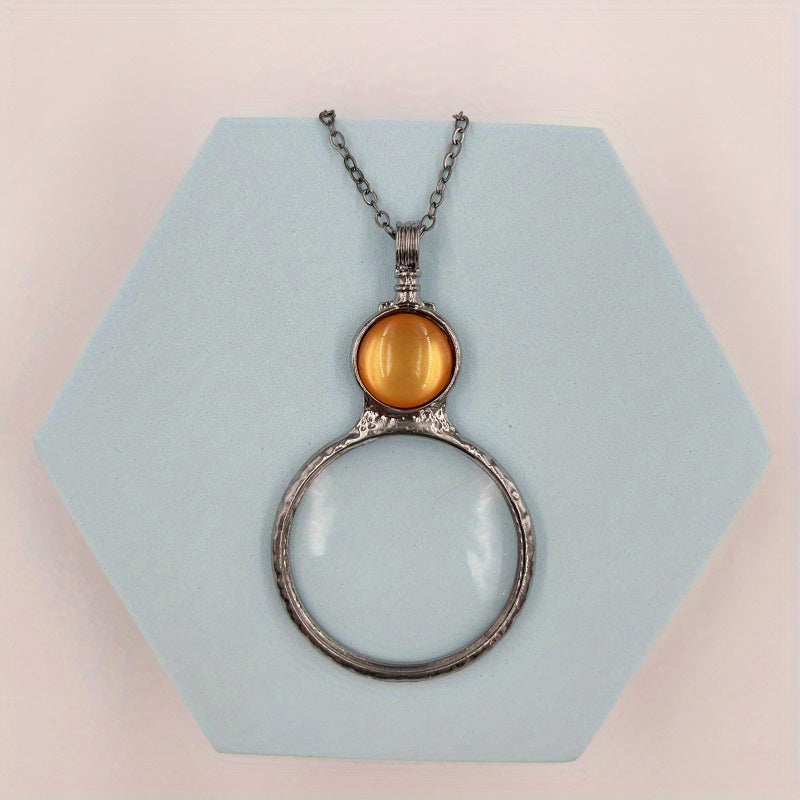 Magnifier Round Reading Magnifying Glass Lens Pendant Chain Necklace
