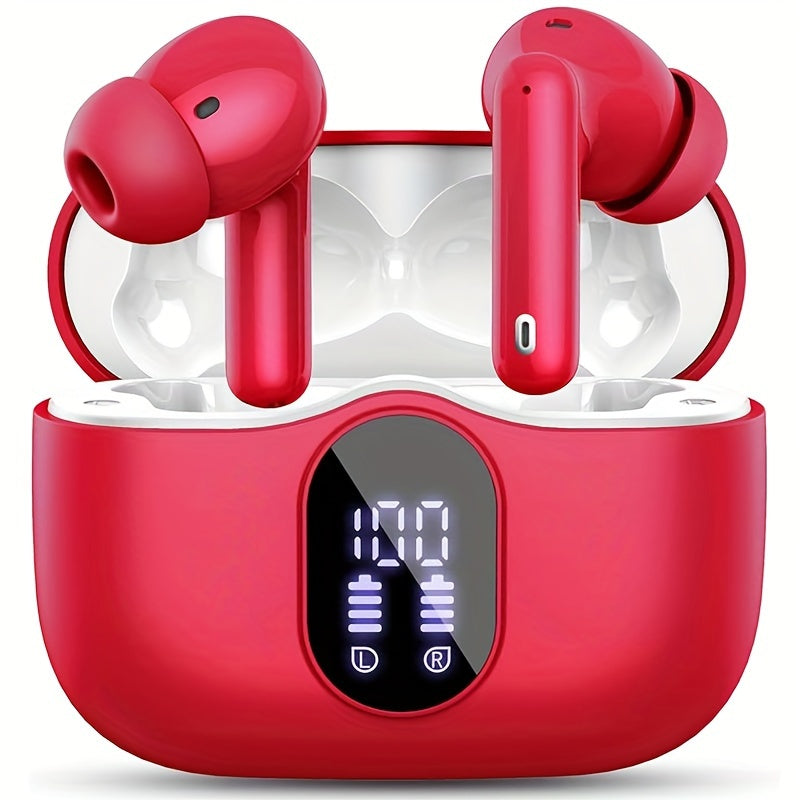 Wireless Earphones,Earphones with Noise Cancelling Microphone And LED Display Screen