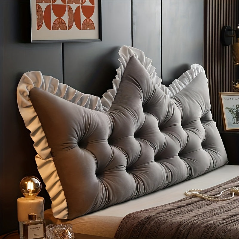 Vintage Style Tufted Backrest Pillow with Ruffle Trim