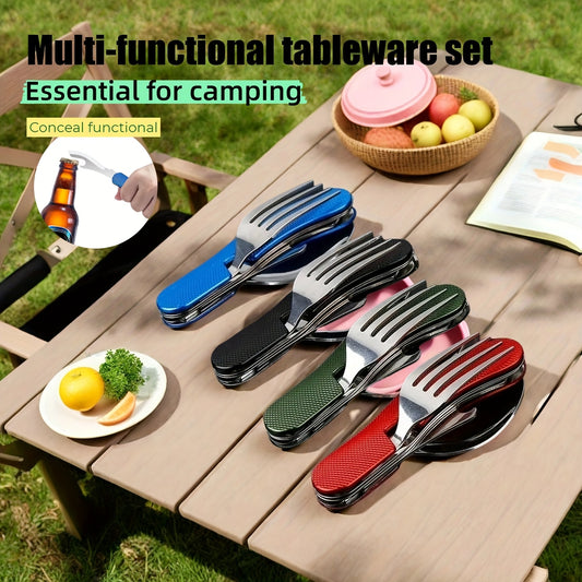4pcs, Multifunctional Outdoor 4-in-1 Cutlery