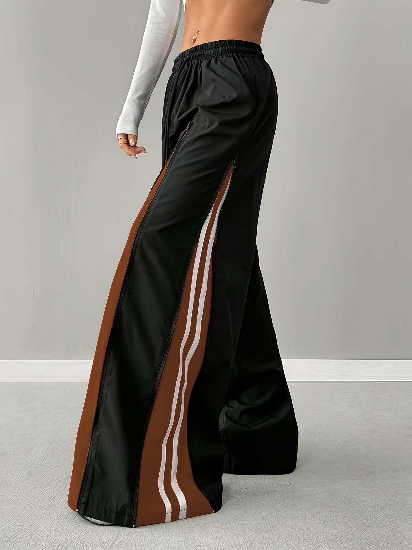 Women'S Casual Cargo Pants with Contrast Color Block Design