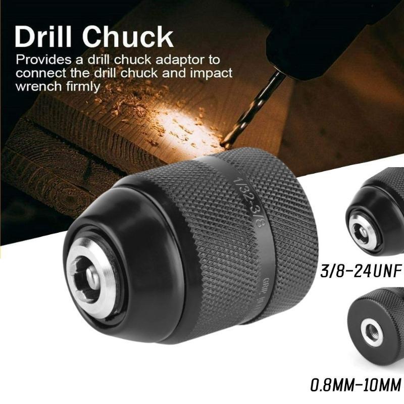 Threaded interface full metal hand-tight drill chuck