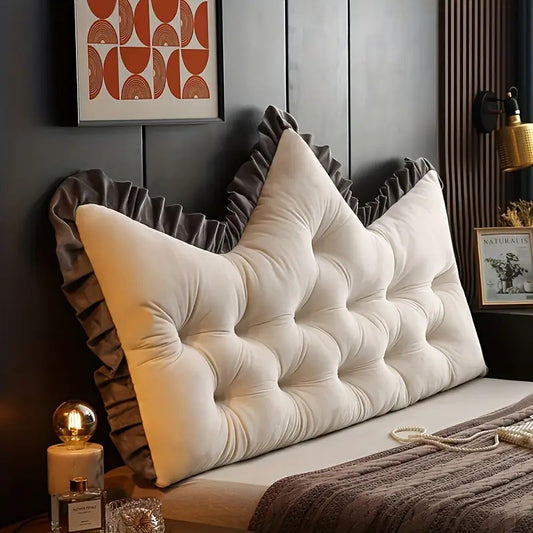 Vintage Style Tufted Backrest Pillow with Ruffle Trim