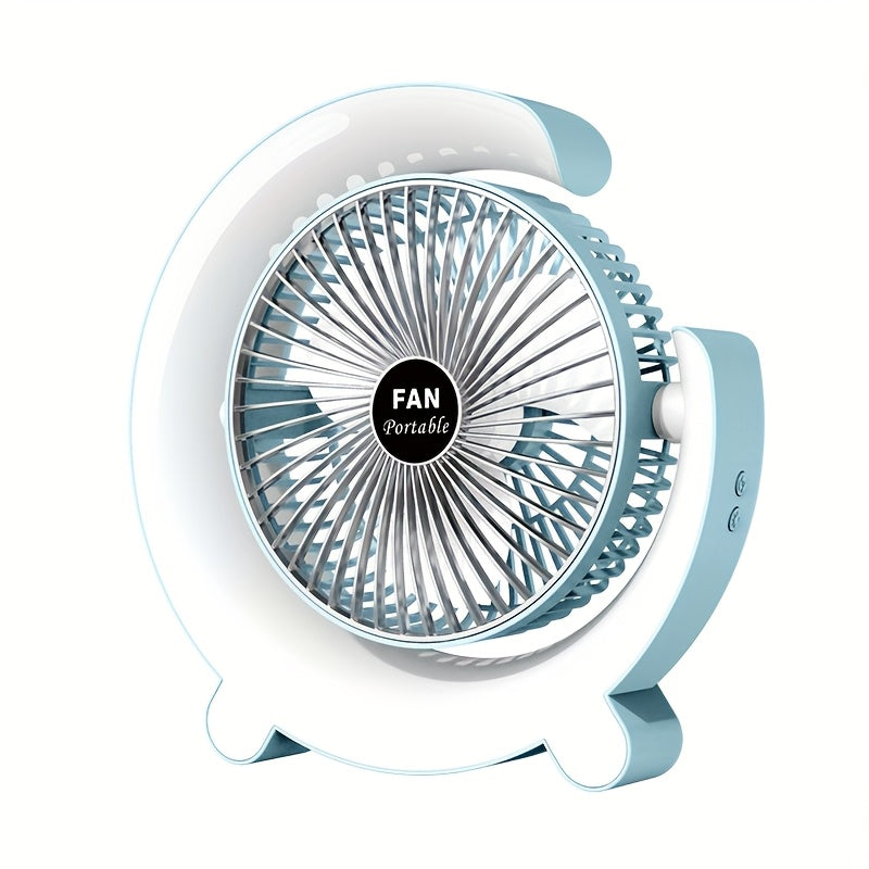 USB Desk Fan with LED Lighting - Quiet Portable Desktop Cooler