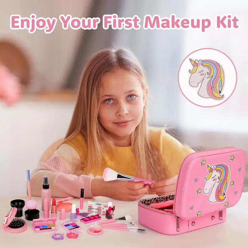 Princess Unicorn Makeup Kit for Girls - Deluxe Suitcase with Real Cosmetics