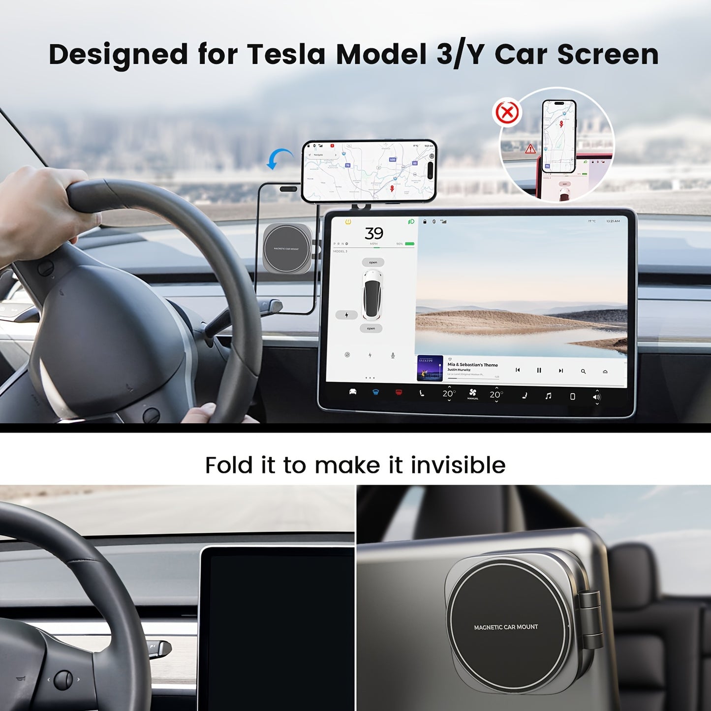Foldable Magnetic Car Phone Holder