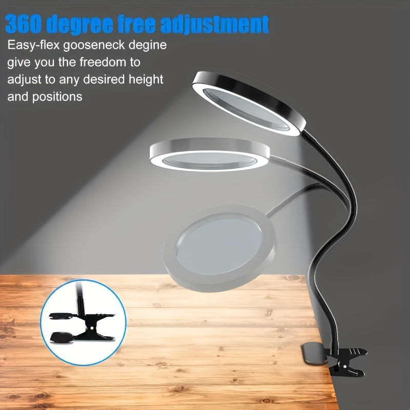 With clip 5V USB LED Magnifying Glass - 3 Color Mode，