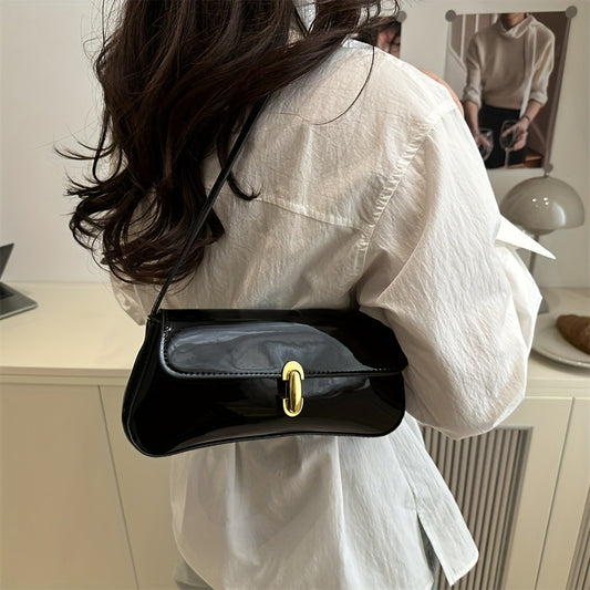 Women's Elegant Glossy Crescent Crossbody Bag