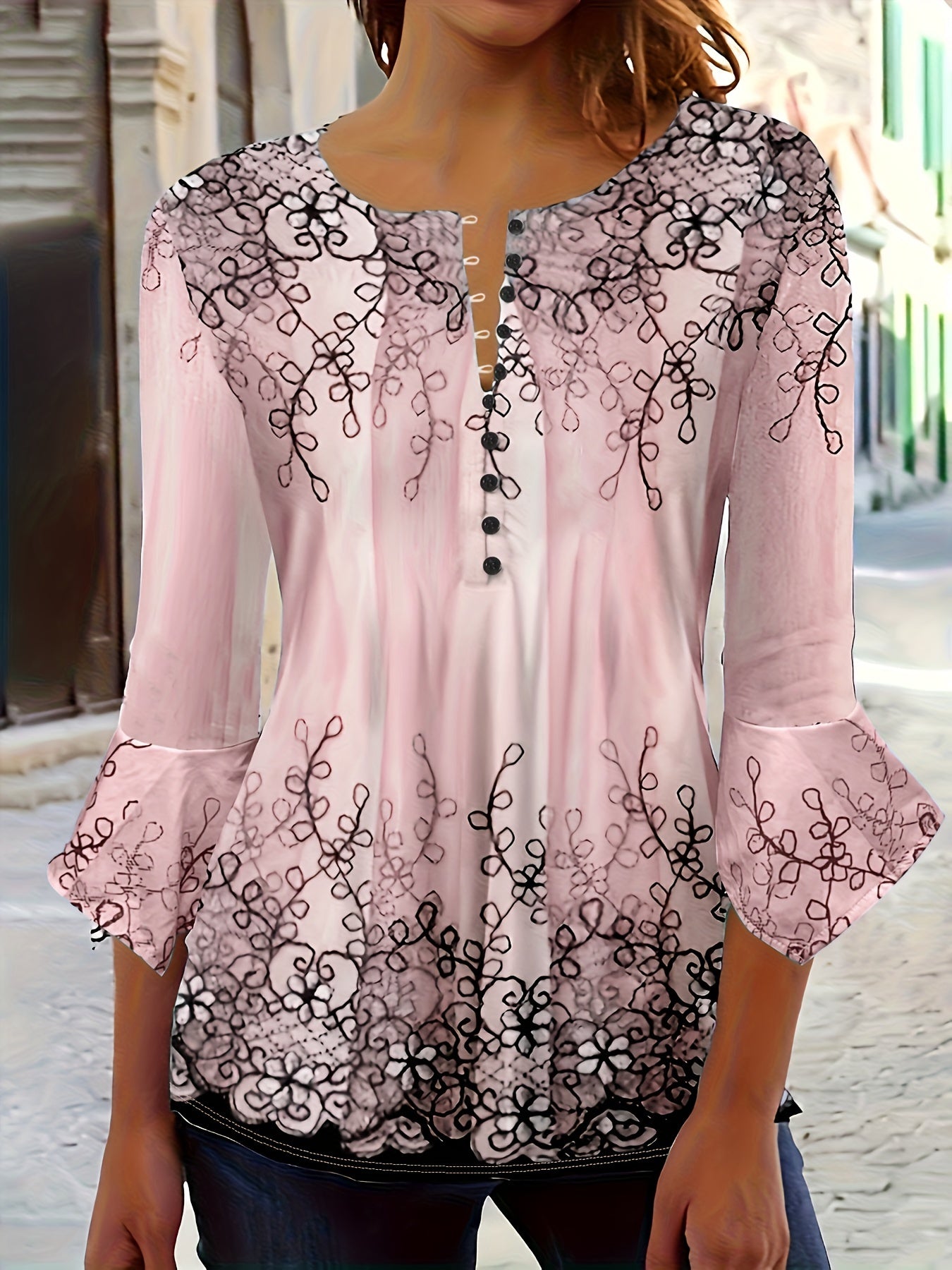 Women's blouse floral print button