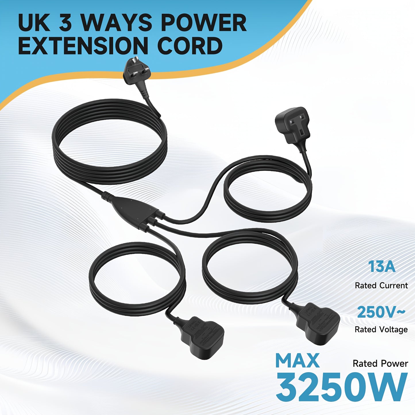 3 Way Power Cord Splitter Cable, 3 Prong 1 To 3 Extension Cord