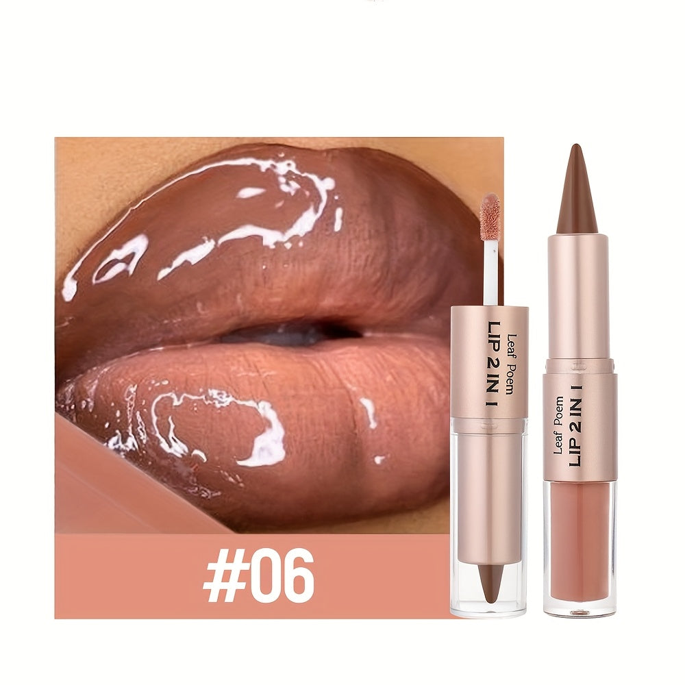 Double-Ended Lip Gloss with Matte Lip Line and Mirror Finish