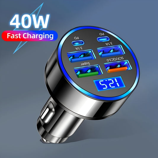 Ultra High Speed 1pc 6-port Car Charger