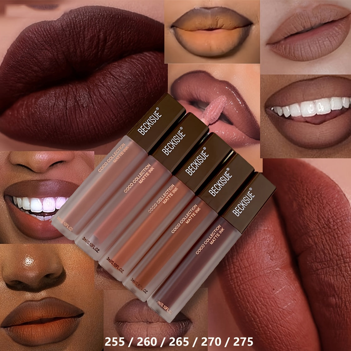 Coffee Color Matte Velvet Lipstick Set 5pcs