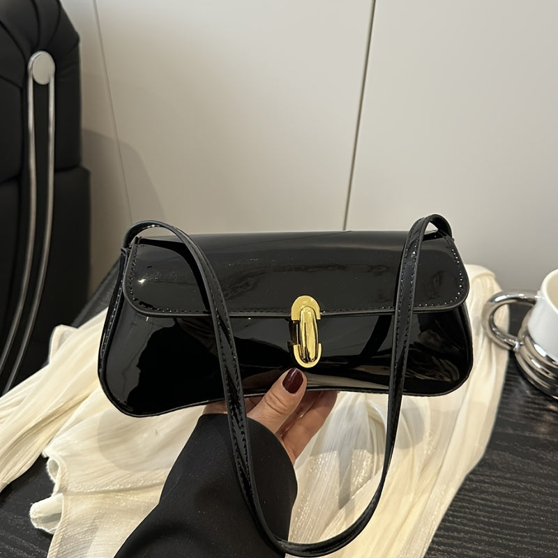 Women's Elegant Glossy Crescent Crossbody Bag