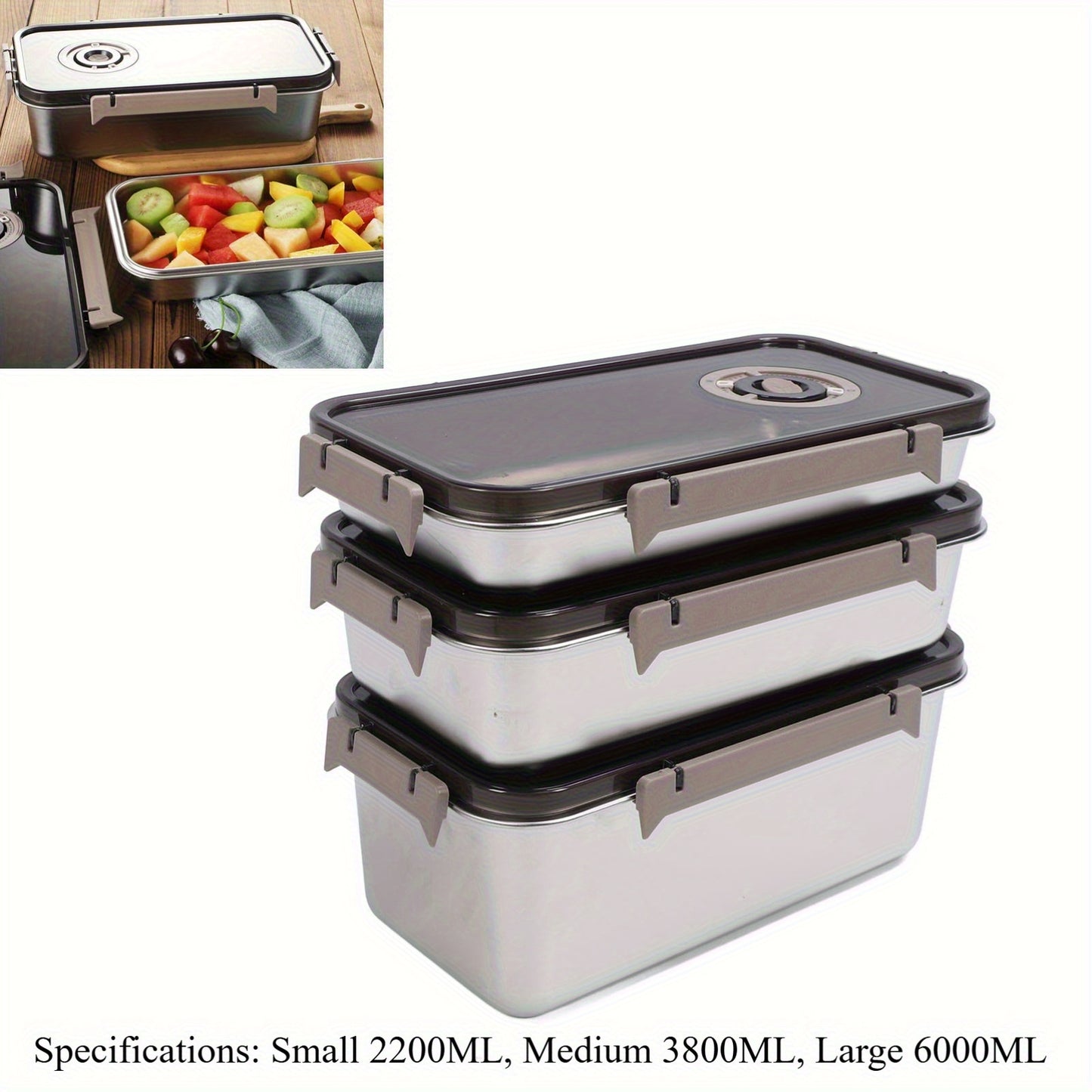 Stainless Steel Airtight Storage Containers 3-Pack