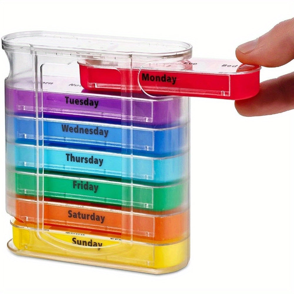 Weekly Pill Black Organizer 1 Dispenser 7 Stackable Compartments