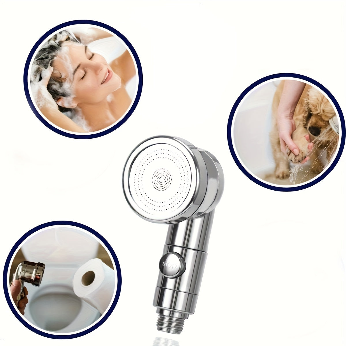 1 Set Stainless Steel Adjustable Bathroom Sink Faucet Sprayer Kit