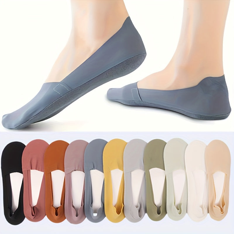 11 Pairs Women's Ultra-Thin Ice Silky No-Show Boat Socks