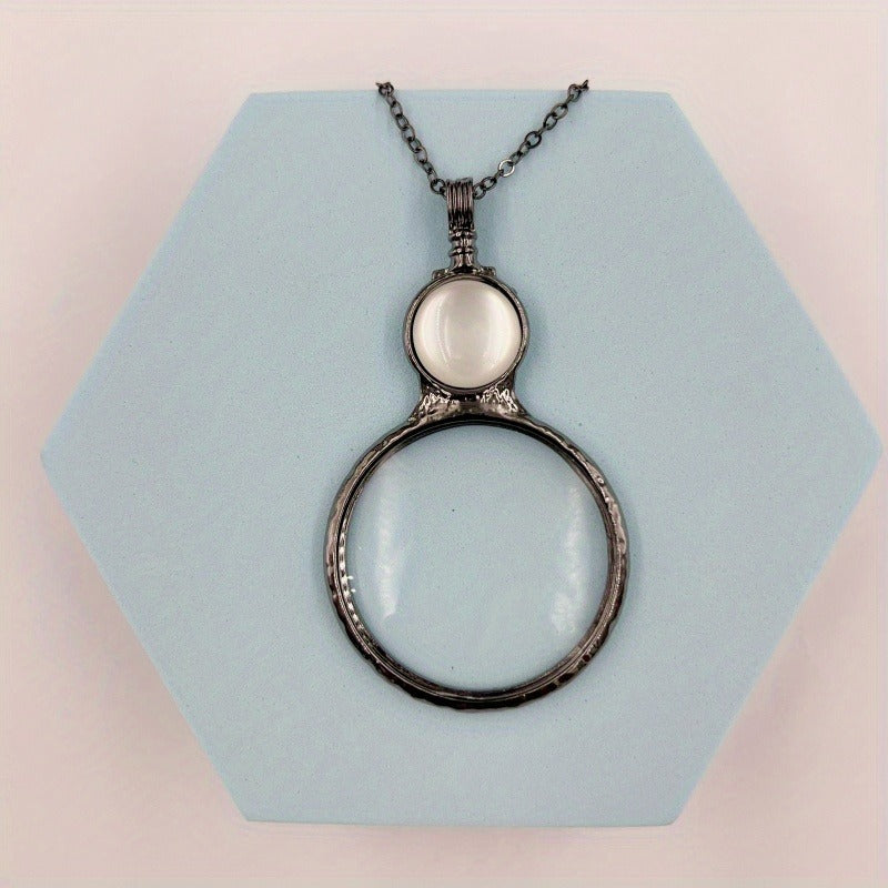Magnifier Round Reading Magnifying Glass Lens Pendant Chain Necklace