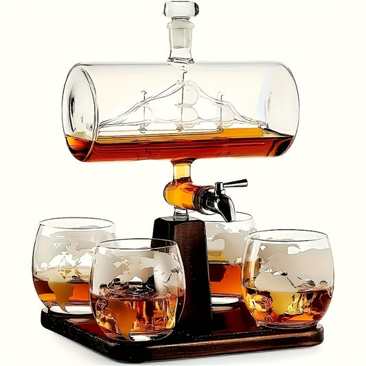 1 Set Sailboat Glass Decanter