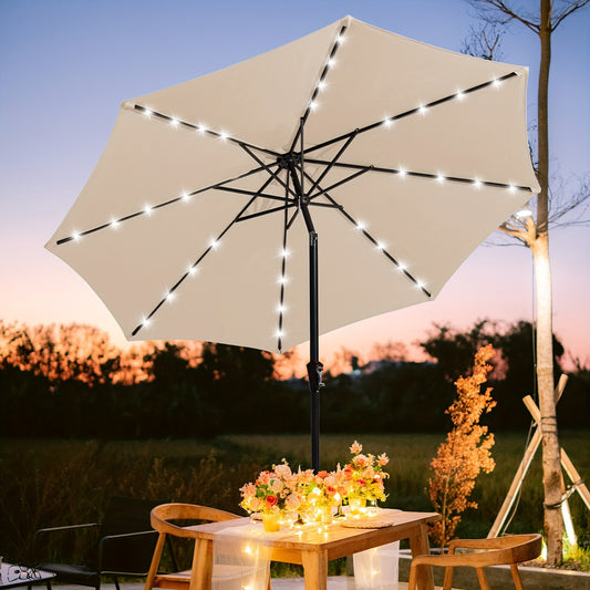 Solar-Powered Patio Umbrella with LED Lights