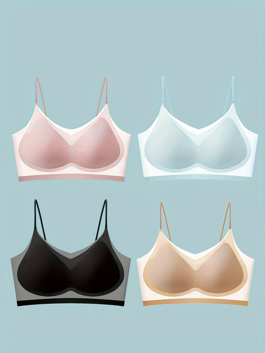 4pcs Women's Seamless Mesh Bras