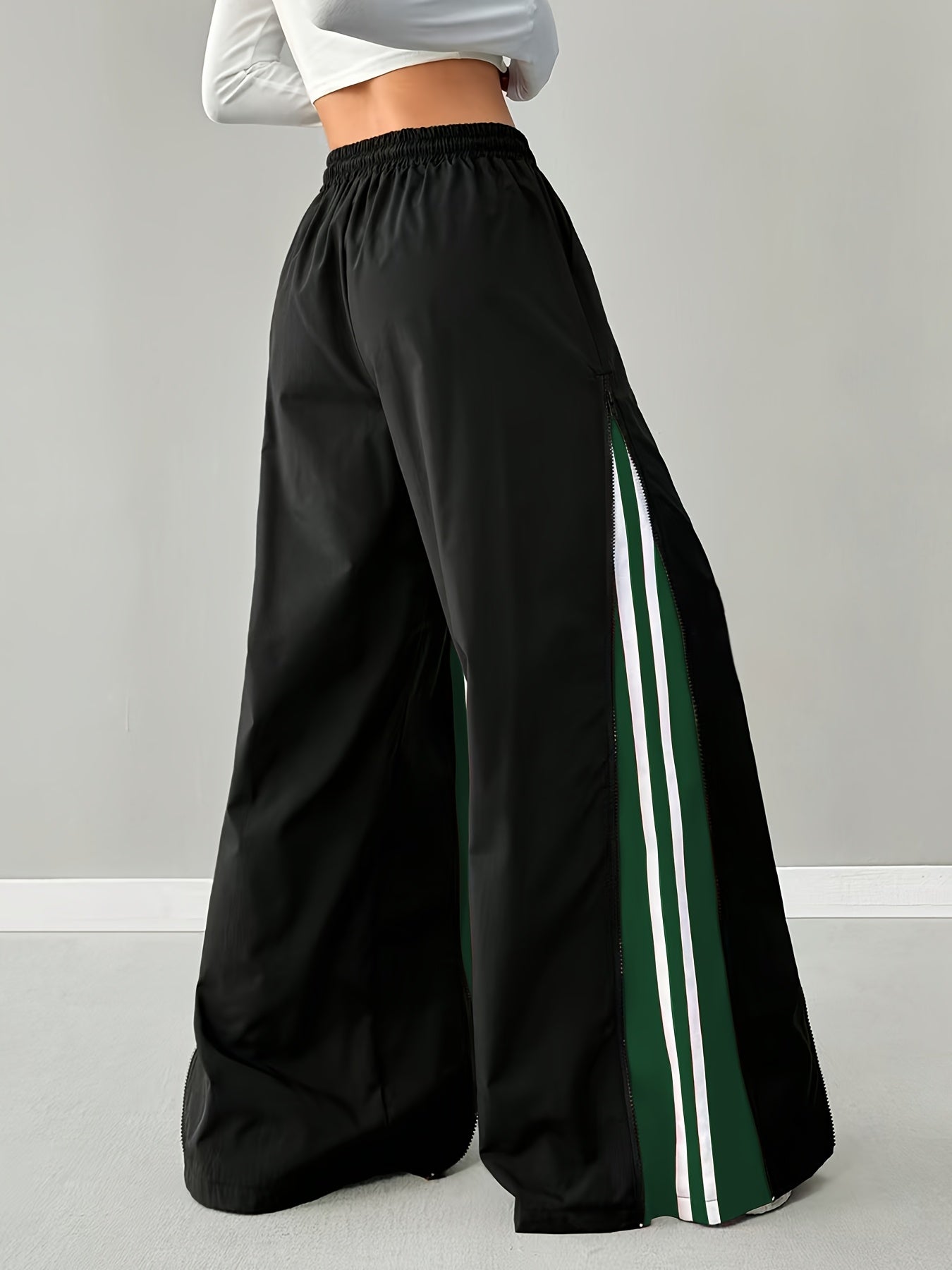 Women'S Casual Cargo Pants with Contrast Color Block Design