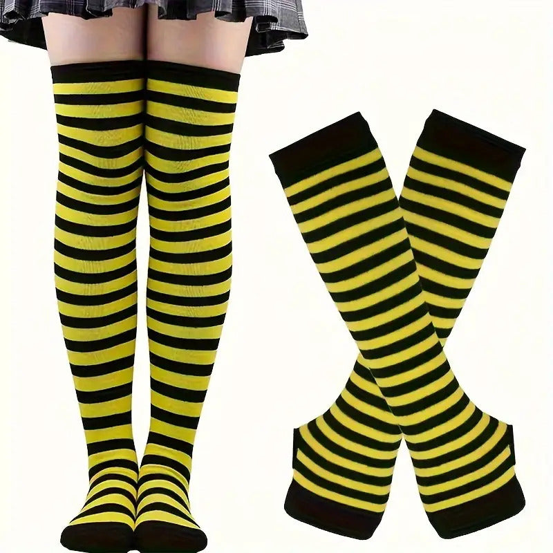 6 Sets of Women'S Striped Knee-High Socks