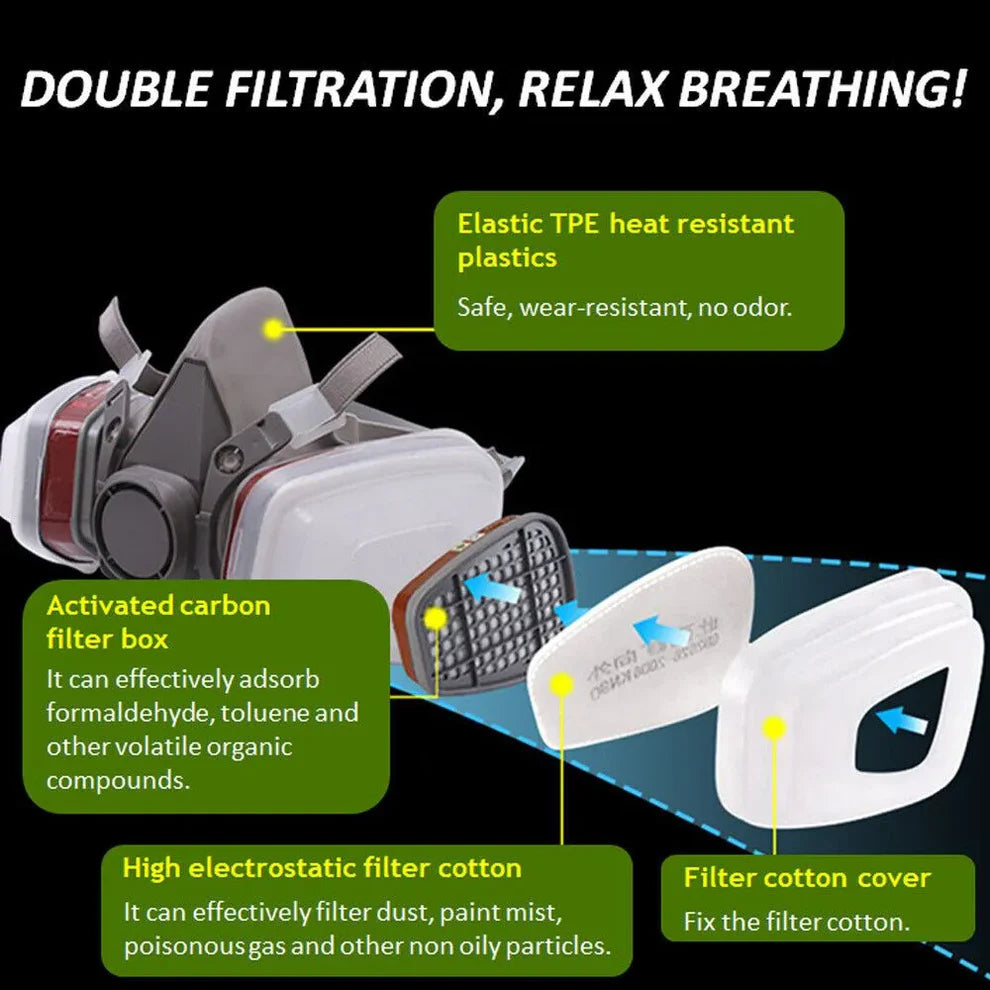 6200 Type Gas Mask with Replaceable Filter Pad