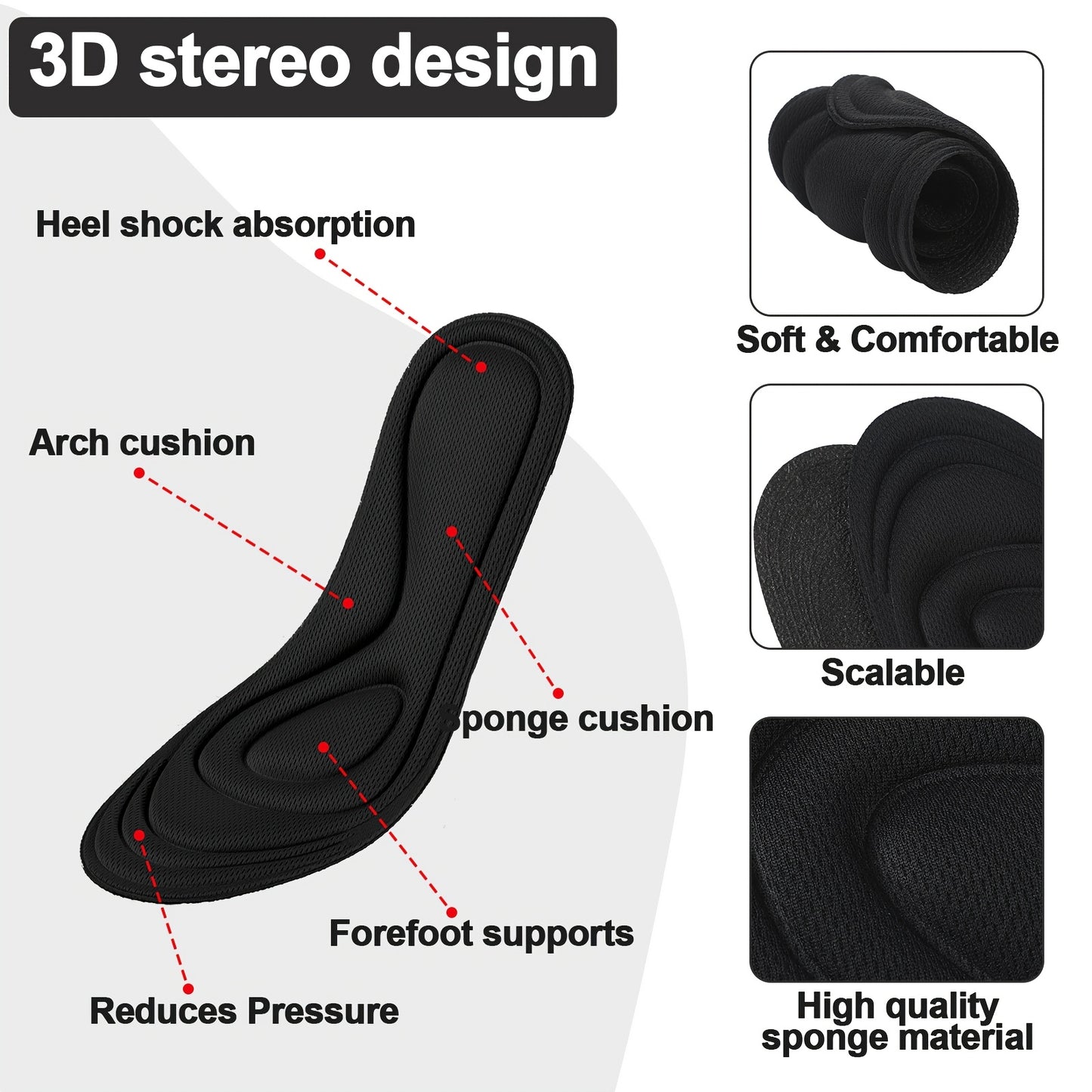 sports insoles, breathable and non slip, suitable for both men and women