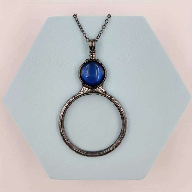 Magnifier Round Reading Magnifying Glass Lens Pendant Chain Necklace