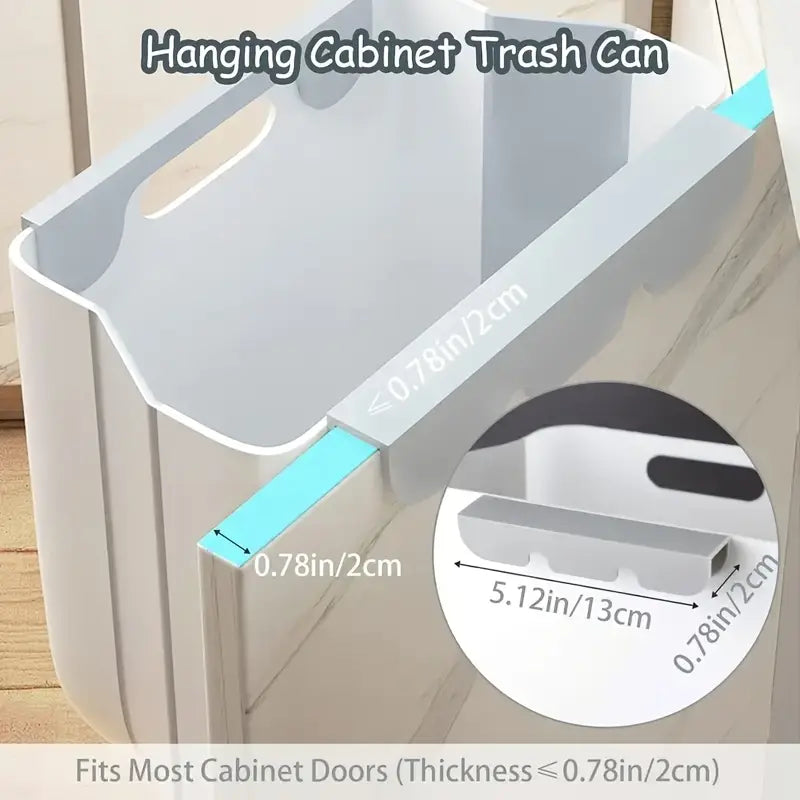 Wall-Mounted Trash Can with Self-Adhesive Hooks