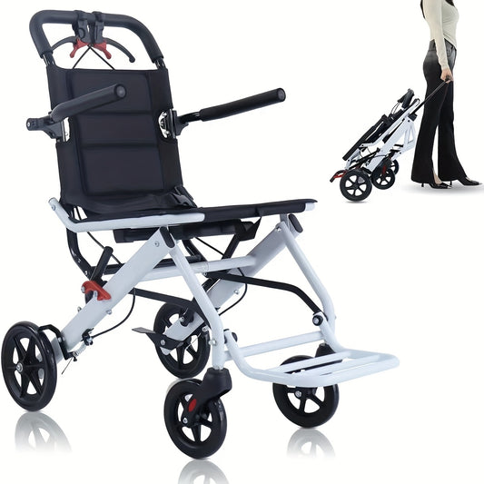 Ultra-Light Folding Wheelchair - Portable Travel Walker with Hand Brakes