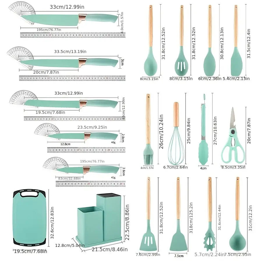 Bucket Silicone Kitchenware Set Of 19 Pieces