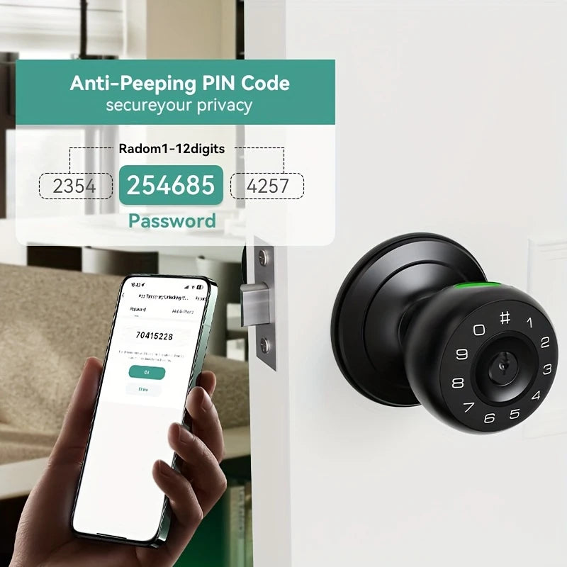 Smart Door Lock Handle with Voice Announcement & Wireless